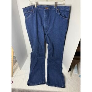 USA Made Wrangler Men's Bootcut Jeans Dark Wash Denim Size 40x34